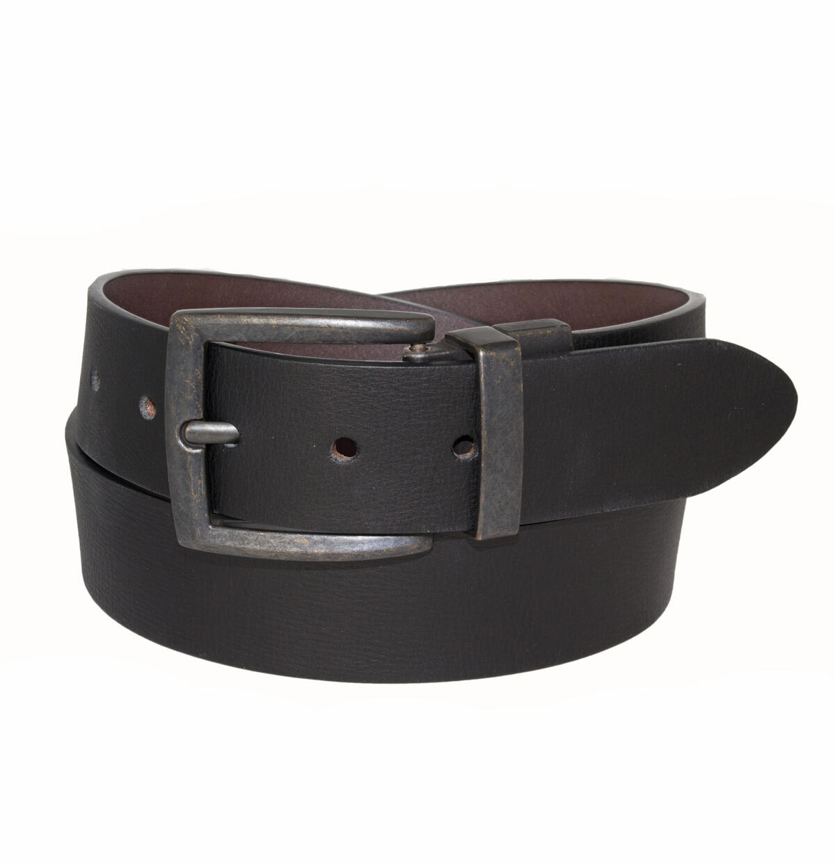 Reversible Leather Men's Belt, Black, hi-res image number 0}